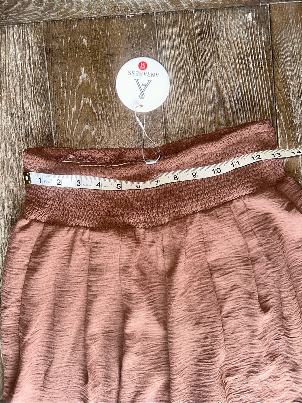 NWT Anrabess Wide Leg Pants Medium Terracotta Rose Smocked Waist Palazzo Pants - Picture 5 of 6
